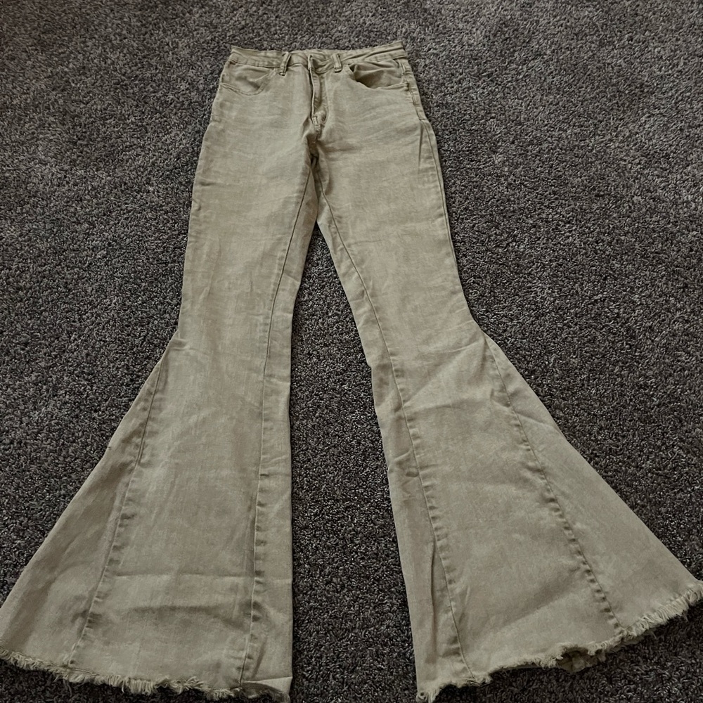Altar'd state flare jeans. Adorable beige flare jeans.